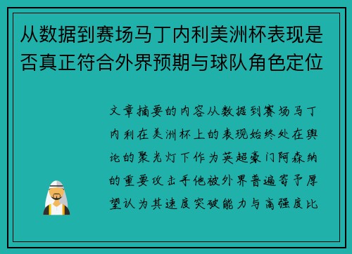 从数据到赛场马丁内利美洲杯表现是否真正符合外界预期与球队角色定位的差距